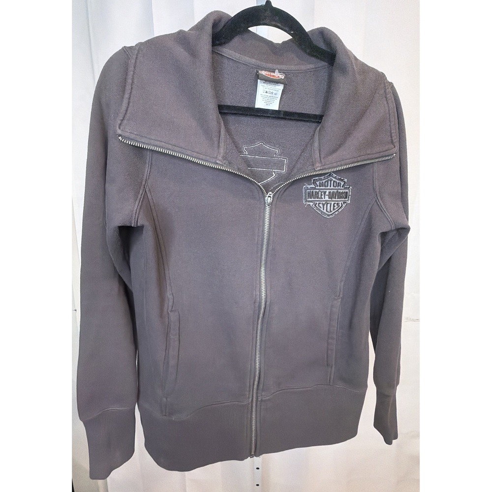 Harley Davidson Womens M Gray Full Zip Hoodie Embroidered Eagle Peoria AZ